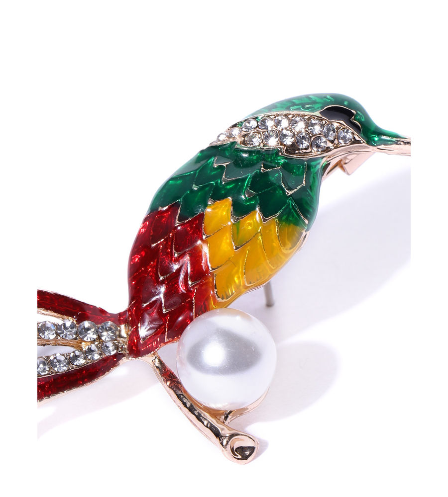 YouBella Jewellery Latest Stylish Crystal Unisex Owl Bird Shape Brooch for Women/Girls/Men (Silver)